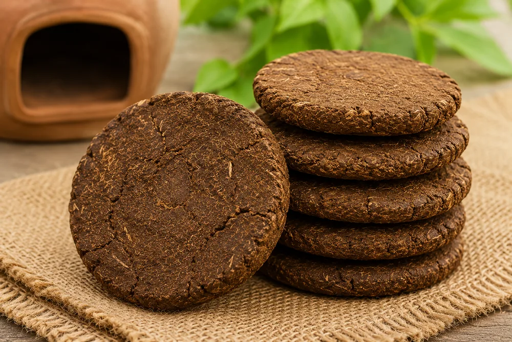 Traditional sun-dried Cow Dung Cakes Thepala for export